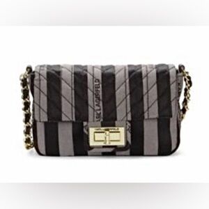 ‼️RARE‼️🎸💯AUTH. Karl Lagerfeld Paris🎸🔥NWT🔥Agynes Striped Crossbody Bag